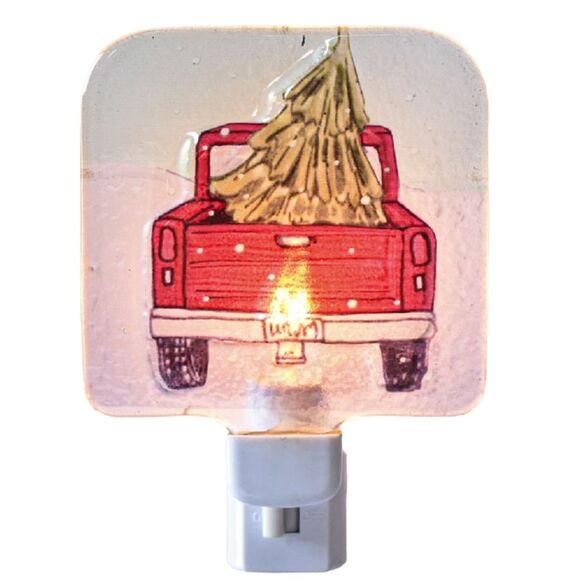 Red Pickup Truck with Christmas Tree Holiday Night Light Electric - Picture 2 of 5